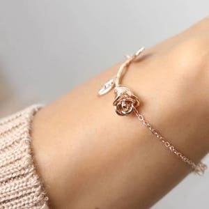 Rose Bracelet | Gold Silver or Rose Gold | Bridesmaid Gift | Wedding Jewelry Jewellery | Floral