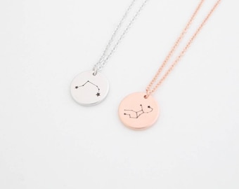 Constellation Necklace // Zodiac Engraved Rose Gold Silver or Gold Necklaces // Custom