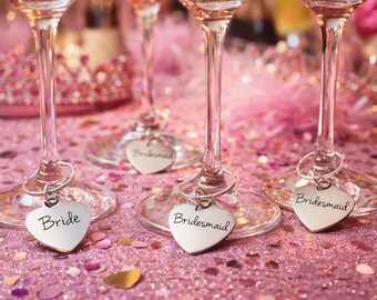 Bride and Bridesmaid Wine Drink Charms Bachelorette Party Bridal Shower