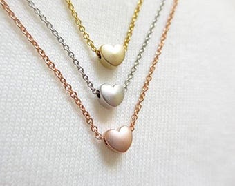 Heart Necklaces Rose Gold Silver Gold Matte| Love | Dainty Minimal Simple