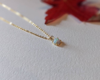 Gold Opal Necklace | Wedding Jewelry Jewellery | Pearl | Simple Dainty | Bridesmaid Gift