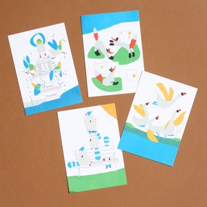 Ensemble de 4 cartes postales : Lockdown Animals