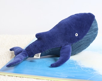 Handmade Organic Plush Whale: GOTS Cotton Baby Toy