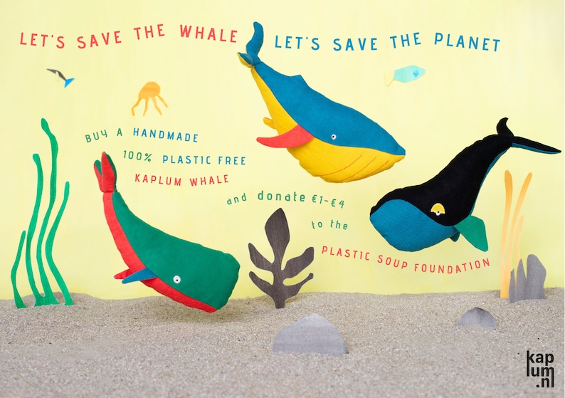 100% plastic-free Right Whale S support the Plastic Soup Foundation, organic toy, ecofriendly toy, baby shower gift, plush toy whale image 5