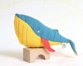 100% plastic-free Blue Whale S (support the Plastic Soup Foundation!), organic toy, ecofriendly toy, baby shower gift, plush toy whale