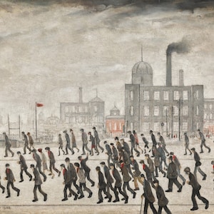 L.S. Lowry Reprodução vintage de impressão de ir ao jogo, decoração para casa, impressão, pôster, decoração de parede, arte de parede, presente para ele ou ela