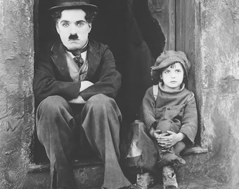 Vintage reproduction print of the Film Star Charlie Chaplin in The Kid  home decor, print, poster wall decor,