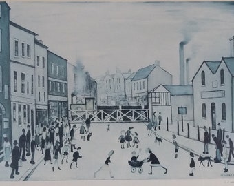 L.S. Lowry 'Level Crossing' Vintage Kunstdruck