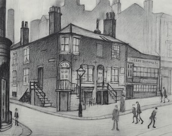 L.S. Lowry Vintage reproduction print of Great Ancoats Street, home decor, print, poster, wall decor,