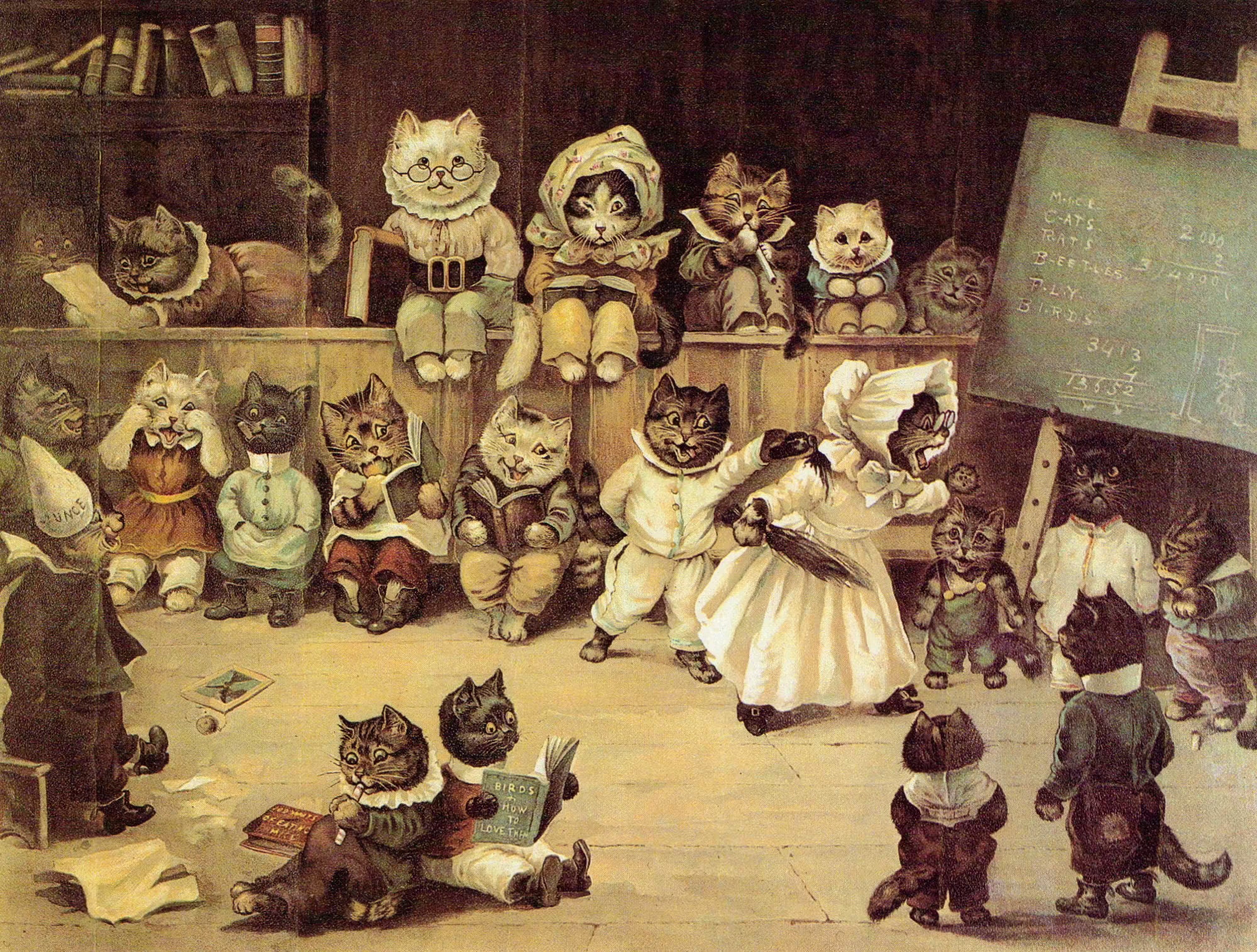 25 Louis Wain Prints - A Cat Alphabet.: 25 cheerful and funny vintage AZ  cat prints to hang at home!