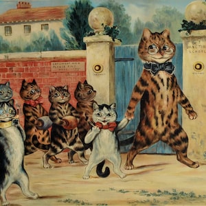 Louis Wain Cats Vintage Print: The Good Puss Wall Art