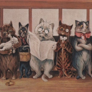 Louis Wain Cats called Travelling Cats, vintage print, wall art, home decor,cat print, wall hanging