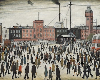 L.S. Lowry 'Going to Work' Druck: Reproduktion einer Vintage-Fabrik-Szene