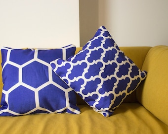 Blue and White Cushion Cover