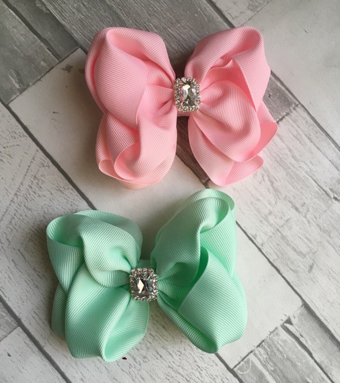 Handmade Ribbon Hair Bow with Gem bling hair bow hair Etsy