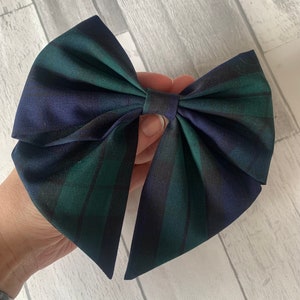Tartan hair bow, Black watch tartan hair accessories, classic black watch tartan hair bow, Black Watch tartan bow, tartan hair bow