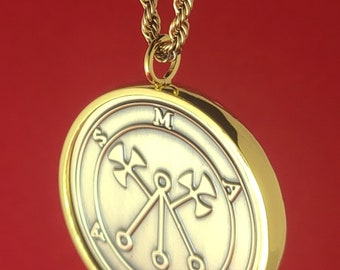 Marbas Demon Sigil Necklace, Brass Talisman, Ars Goetia Seal, King Solomon Coin
