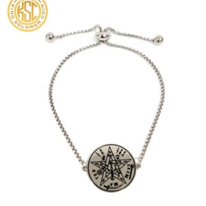Seal of Tetragrammaton 72 names of God kabbalah King Solomon seal coin Bracelet Silver