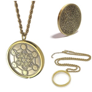 Metatron's Cube + 72 names of God + 1FitAll King Solomon Coin bezel kabbalah seal talisman Necklace