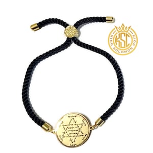 Archangels Talisman Bracelet – King Solomon Coin – 72 Names of God Black Cord Amulet