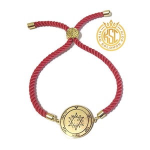 Second Pentacle of Jupiter + 72 names of God kabbalah King Solomon Coin seal Bracelet Red