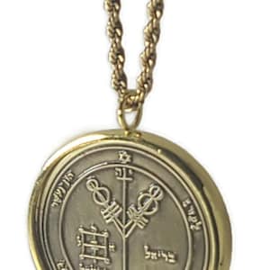 Fourth Pentacle of Jupiter 72 names of God 1FitAll King Solomon Coin bezel kabbalah seal talisman Necklace