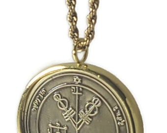 Fourth Pentacle of Jupiter Talisman Necklace, Brass Wealth Seal, King Solomon Pendant