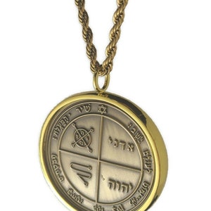 Third Pentacle of Jupiter 72 names of God 1FitAll King Solomon Coin bezel kabbalah seal talisman Necklace