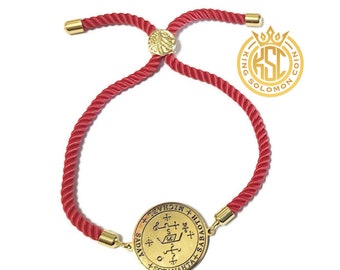 Archangel Michael Red Cord Bracelet: King Solomon Seal Kabbalah Amulet