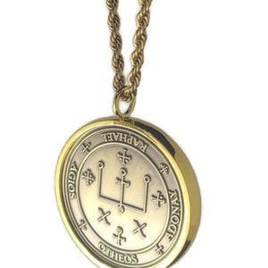 Archangel Raphael Brass Talisman Necklace: King Solomon Seal, Kabbalah Coin