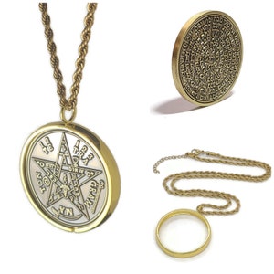 Tetragrammaton + 72 names of God + 1FitAll King Solomon Coin bezel kabbalah seal talisman Necklace