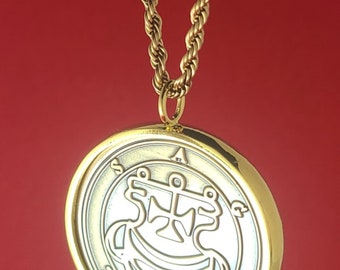 Agares Demon Sigil Halsband, Mässingstalisman, Ars Goetia Sigill, Kung Salomo Mynt