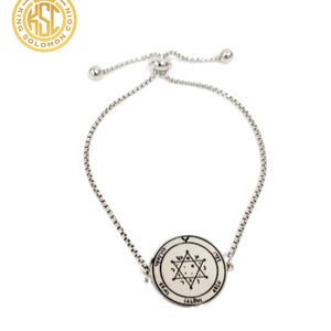 Second Pentacle of Jupiter 72 names of God kabbalah King Solomon Coin seal Bracelet Silver
