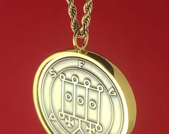 Furcas Demon Sigil Necklace, Brass Talisman, Ars Goetia Seal, King Solomon Coin