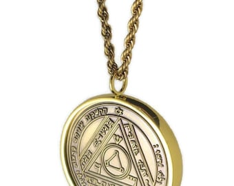 Sixth Pentacle of Sun Necklace, Invincibility Talisman, King Solomon Seal, Brass Pendant