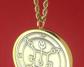 Vassago Demon Sigil Halsband, Massiv Mässing Talisman, Ars Goetia Sigill, Kung Salomo Hänge