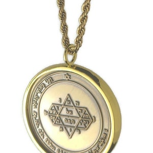 Fifth Pentacle of Jupiter 72 names of God 1FitAll King Solomon Coin bezel kabbalah seal talisman Necklace