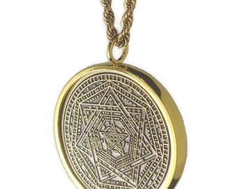 Sigillum Dei Aemeth mässingshalsband, gudomligt sigill talisman, enokisk magisk hänge