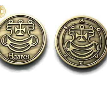 Agares Sigil-mynt, Ars Goetia-sigill, språk- och modstalisman, kung Salomo, mindre nyckel