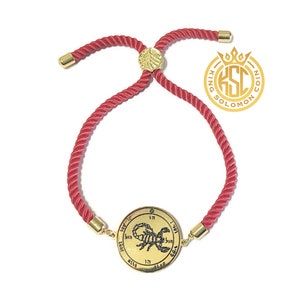 Fifth Pentacle of Mars Bracelet King Solomon Seal Coin Jewelry 72 Names of God Kabbalah Red Cord Protection Amulet