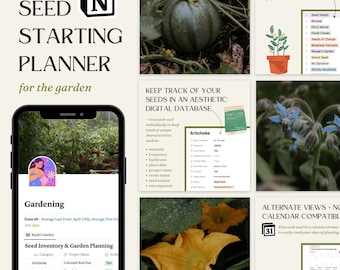 Seed and Garden Planner Organizer Template for Notion | Gardening Spreadsheet for Seed Tracking and Planning