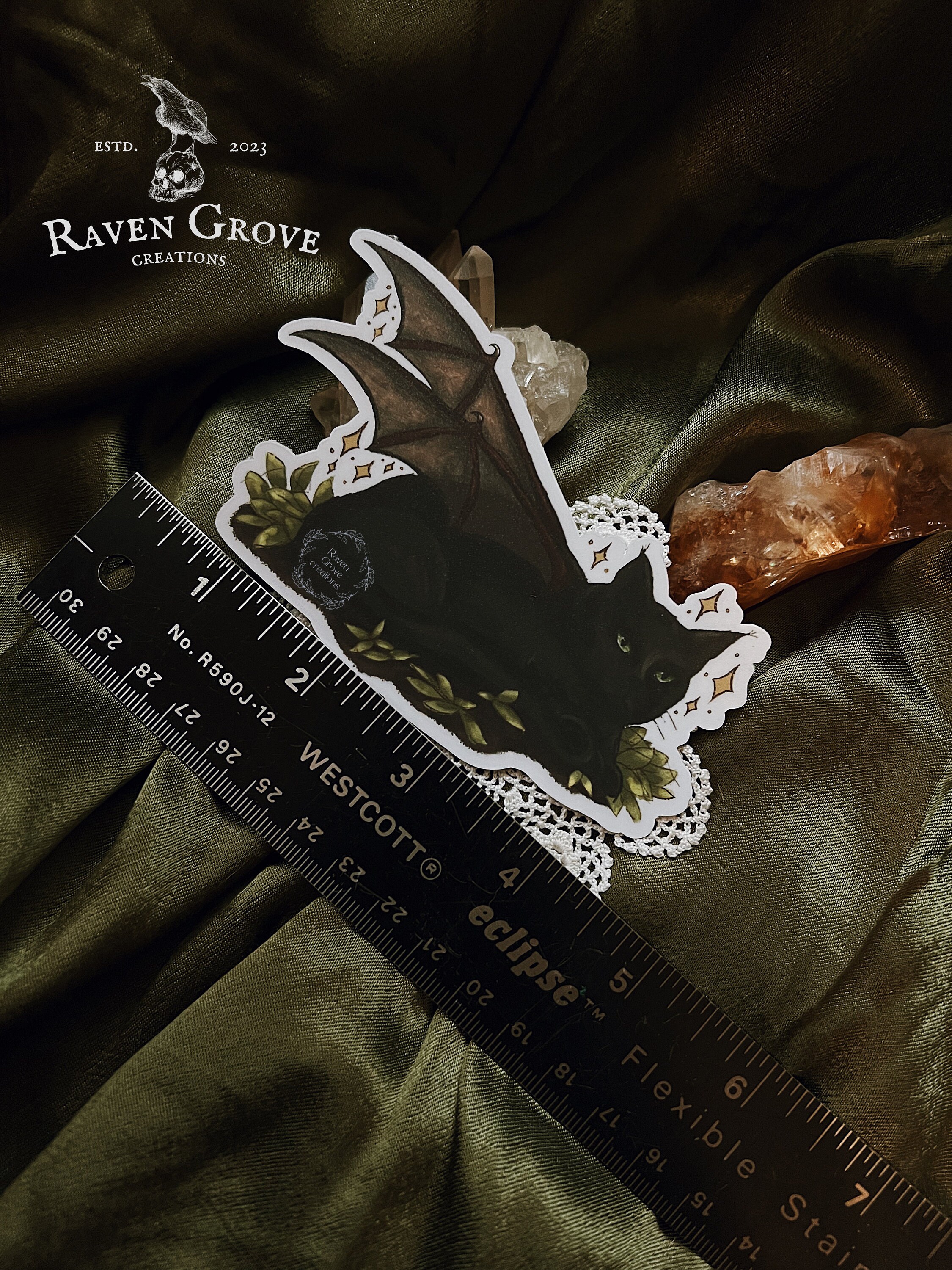 Black Cat Imp Bat Sticker - Waterproof Vinyl, Artist Made, Witchy ...