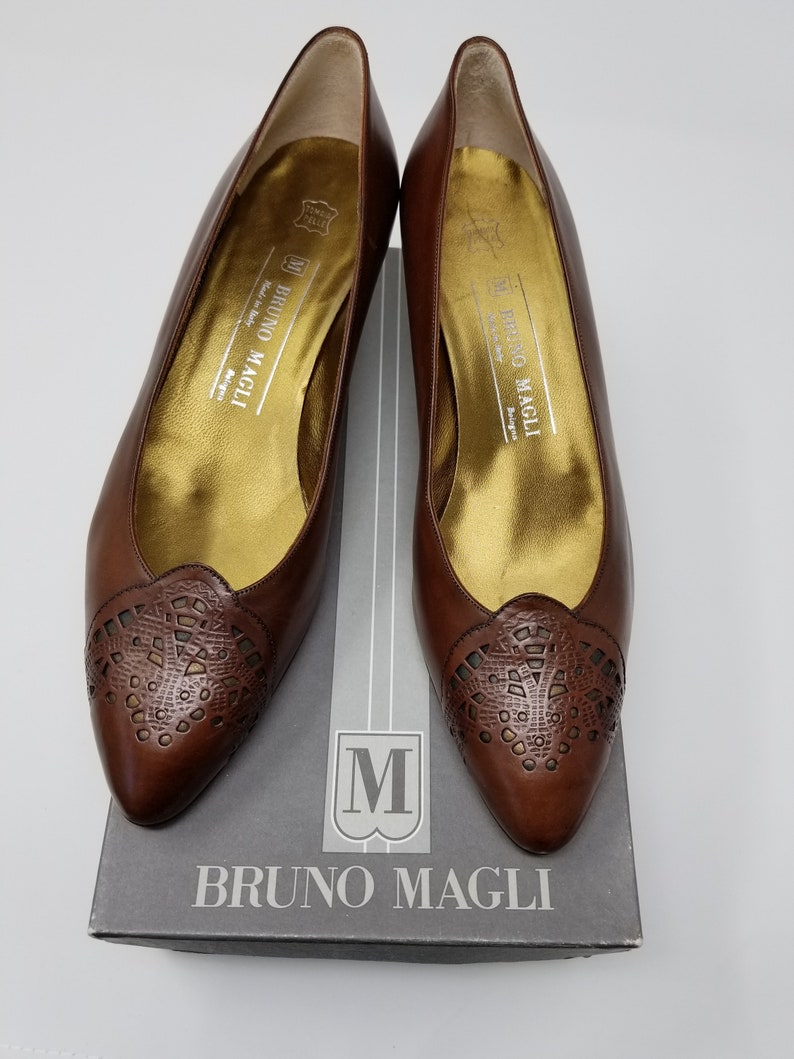 Shoes Designer Bruno Magli Brown Leather with a Sophisticated | Etsy