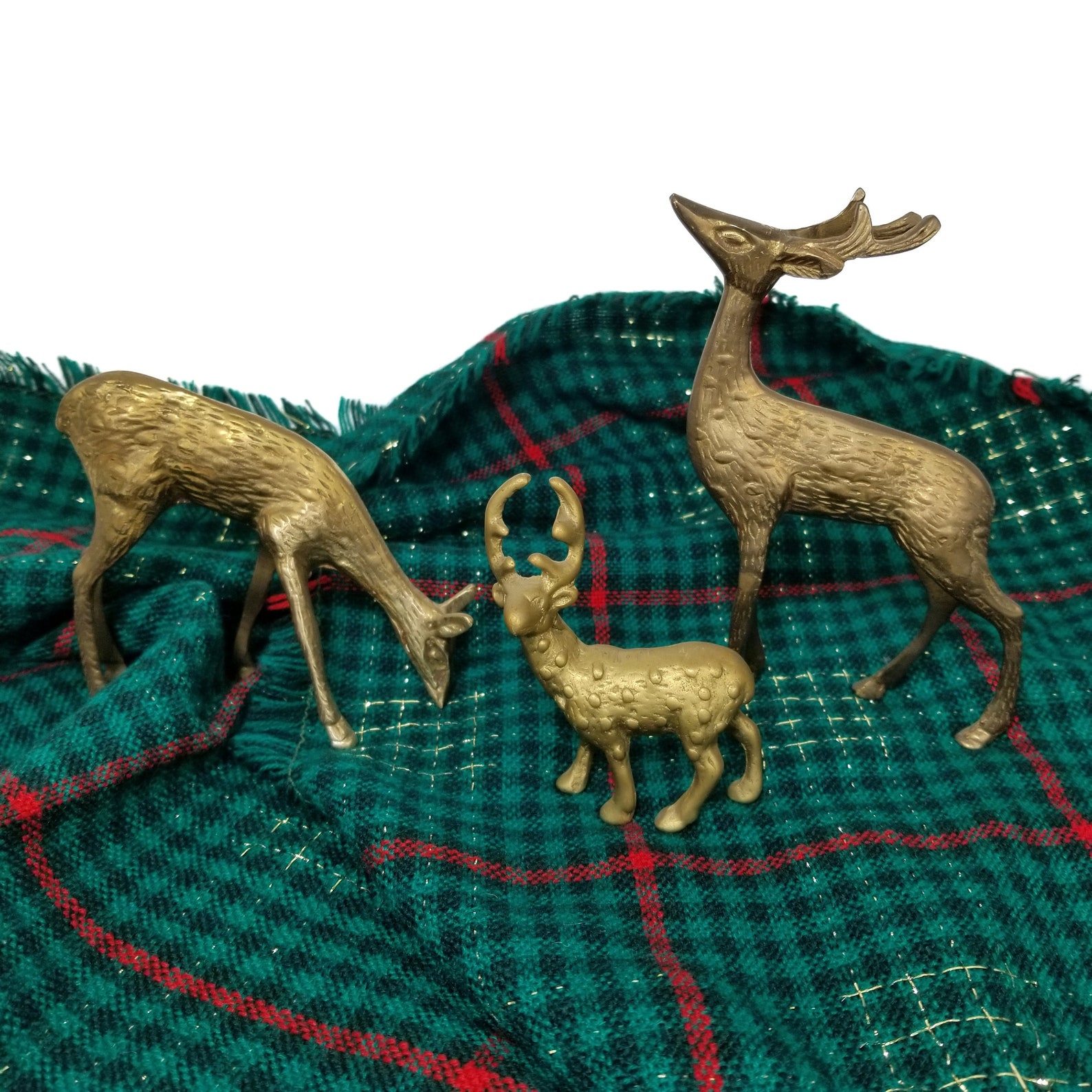 Brass Deer Set of Three Two Made in India Vintage and Retro Etsy