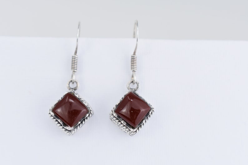 Carnelian Choker Necklace Sterling Silver Dangle Earring Jewelry Set Women 20/"