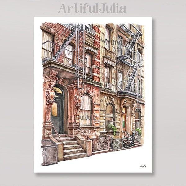 Greenwich Village NYC art print City illustration New York Street View of my original watercolor painting