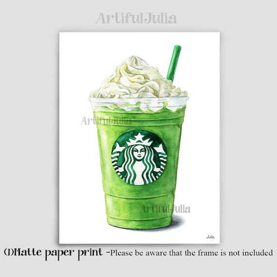 Coffee Painting Green Matcha Latte Coffee Poster Art Print of My