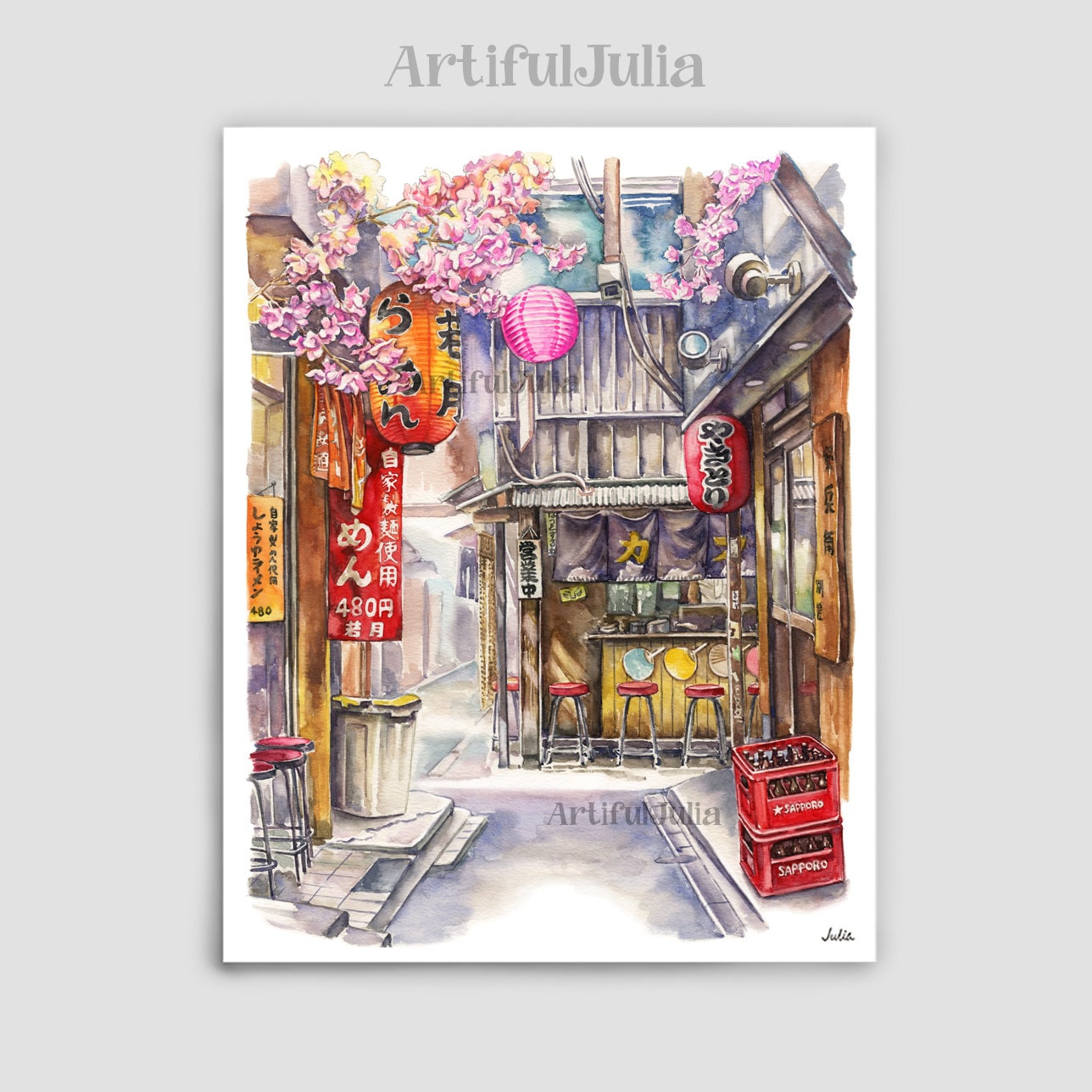 Japan Painting Yokocho Alley, Shinjuku, Tokyo, Japan Art Print