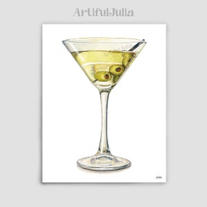 Martini Cocktail Wand Kunst Haus Bar Wand Kunst Cocktail Kunst Party Drucke meiner original Aquarell Malerei