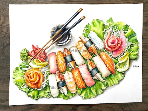 Sushi Art Print Sushi Watercolor Painting Sushi Artwork High Quality Print  Food Painting Japanese Food Artwork Sushi Art Print - Etsy